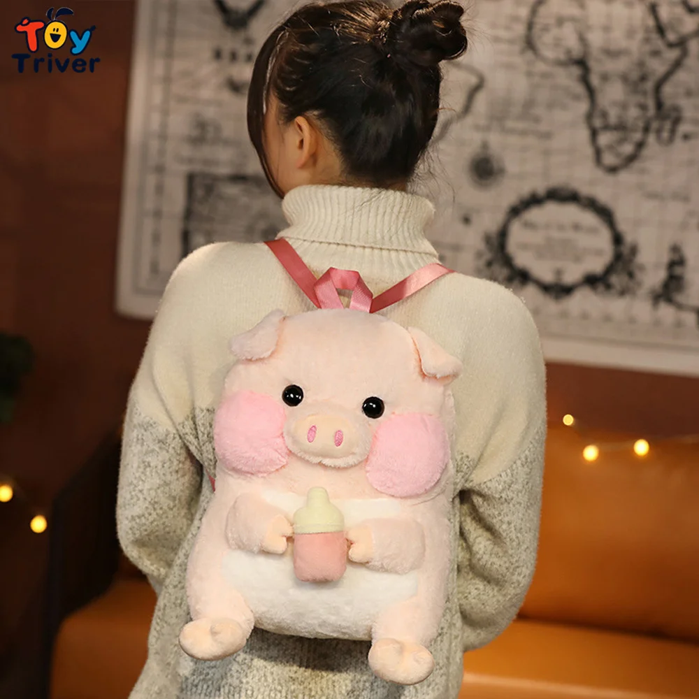 Милый рюкзак на плечо с розовой свиньей, школьная сумка, теплые плюшевые игрушки, мягкие игрушки с животными, куклы для детей, девочек, мальч...