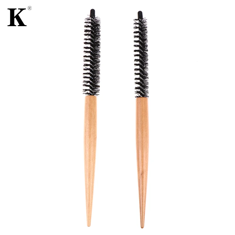 

25/26cmHair Wavy Curling Hair Brush Wooden Handle Natural Fluid Roll Brush Red Round Hair Hair salon Hairdressers Styling Curler