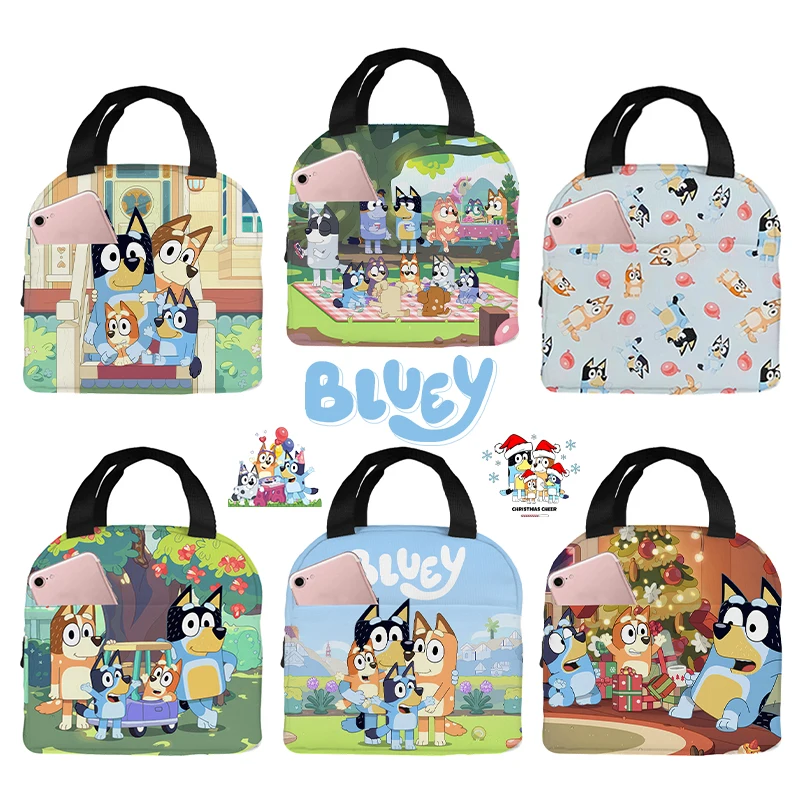 Детская студенческая сумка для обеда Bluey с мультяшным принтом в стиле аниме