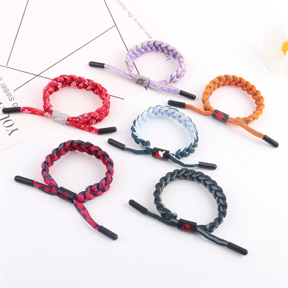 6 Colors Handmade Braided Anime Wristband Bracelet Unisex Adjustable Shoelace Rope Bracelets For Women Men Cosplay Accessories