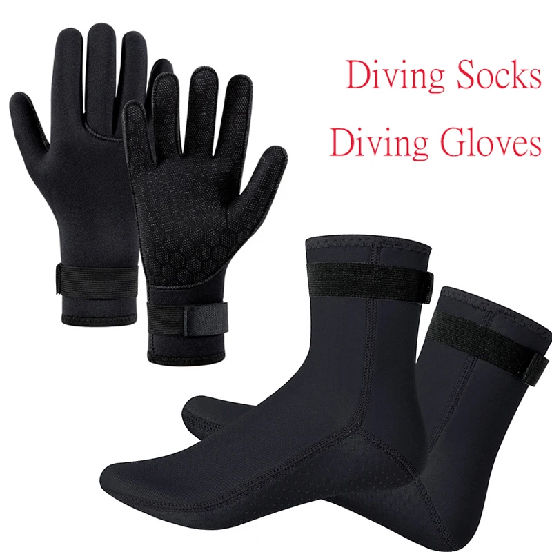 3mm Neoprene Diving Winter Heated Gloves Diving Socks Anti-slip Wearable Beach Socks Boots Diver Wetsuit Snorkeling Canoeing