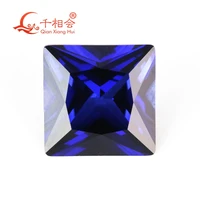 2mm to 12mm square shape artificial sapphire blue color diamond cut corundum loose gem stone