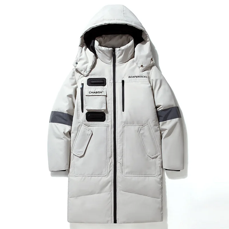 High Quality Down Jacket Men's Winter Mid-length Warm Down Coats New Trend Winter Thick Casual Parka Jacket Windproof Black