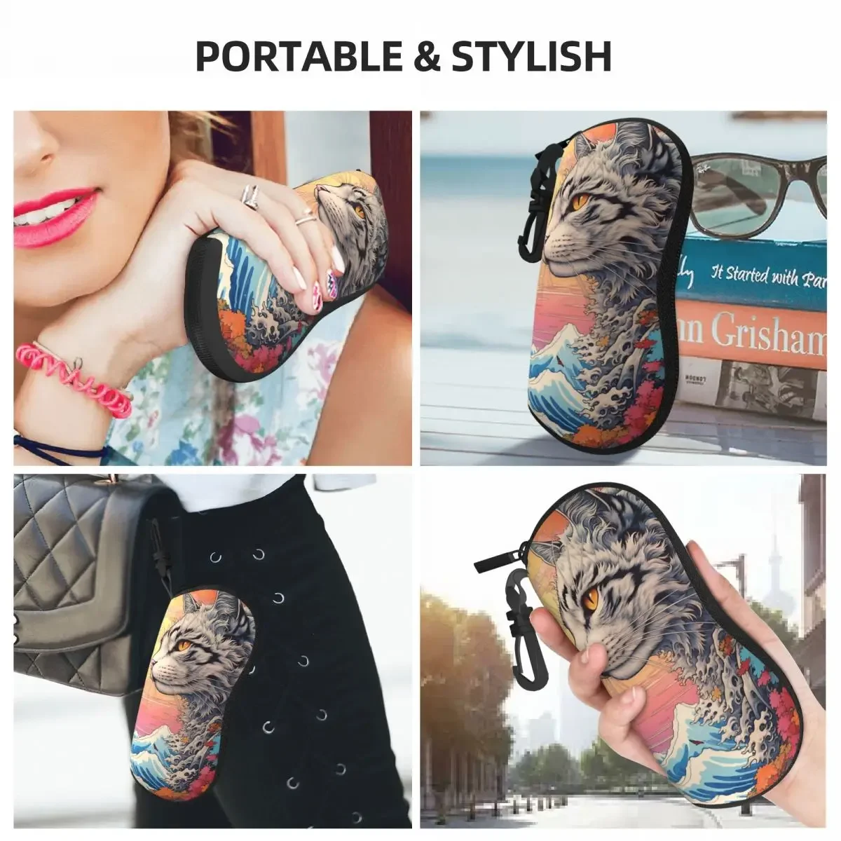 Чехол для очков с изображением летающего бульдога и кота мужской чехол