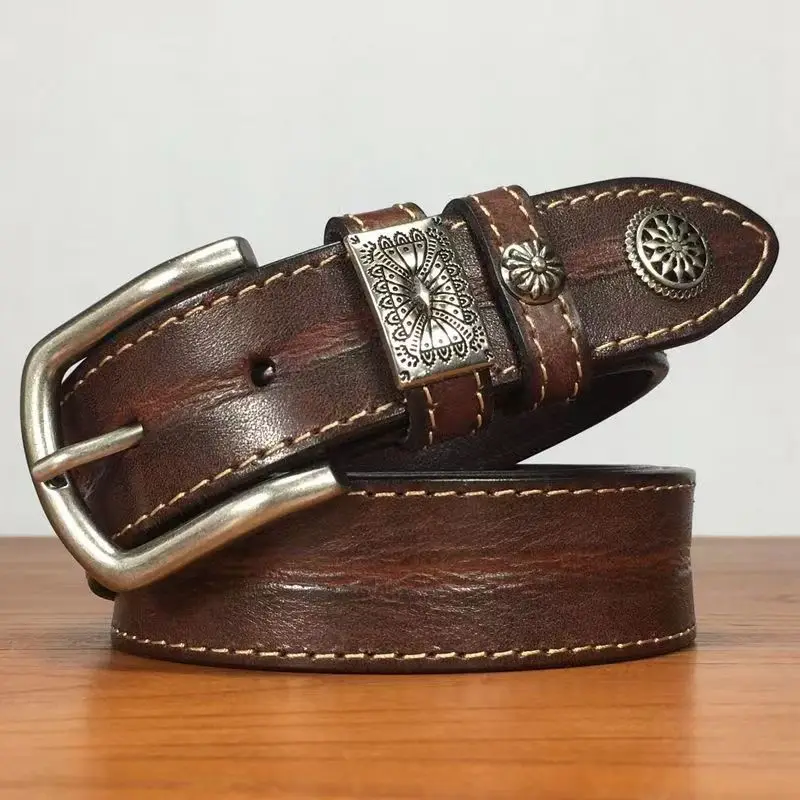 Full Grain Leather Belt First Layer Cowhide Belt Cow Leather Men Belt Pin Buckle Waist Belt Designer Belt Width:3.5cm