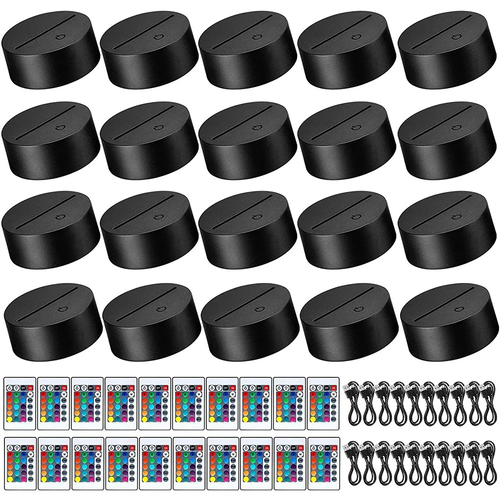 

20Pcs 3D Night LED Light Lamp Base 16 Colors LED Light Display Base,Suitable for Bedroom Kid's Room Restaurant Shop A