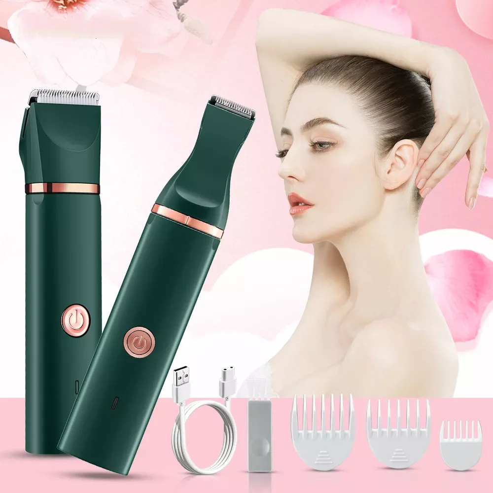 

Бритва для женщин 2 в 1, набор для безболезненного бритья ног, парикмахерский инструмент, перезаряжаемый триммер для зоны бикини