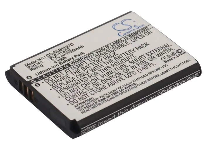 

CS Camera Battery for Samsung Digimax L74W NV100HD NV106 HD NV30 NV11 i80 NV103 NV40 i100 i85 L74 Wide TL34HD fits SLB-1137D