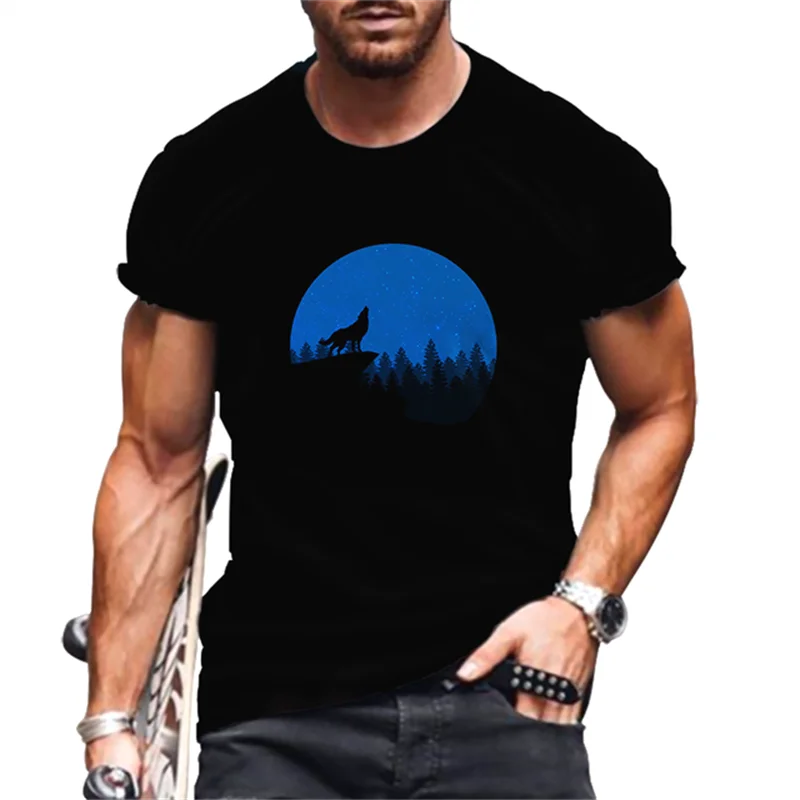 

Short Sleeve Casual Round-Neck Men's Oversized T-Shirts 3D Animal Graphic Print Streetwear Summer Male T-Shirts Big Size Top 6XL