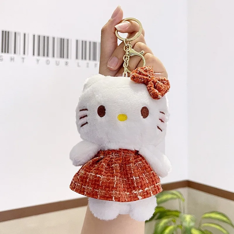 Брелок для ключей Sanrio с мультяшным ангелом Hello Kitty милый плюшевый Кот брелок
