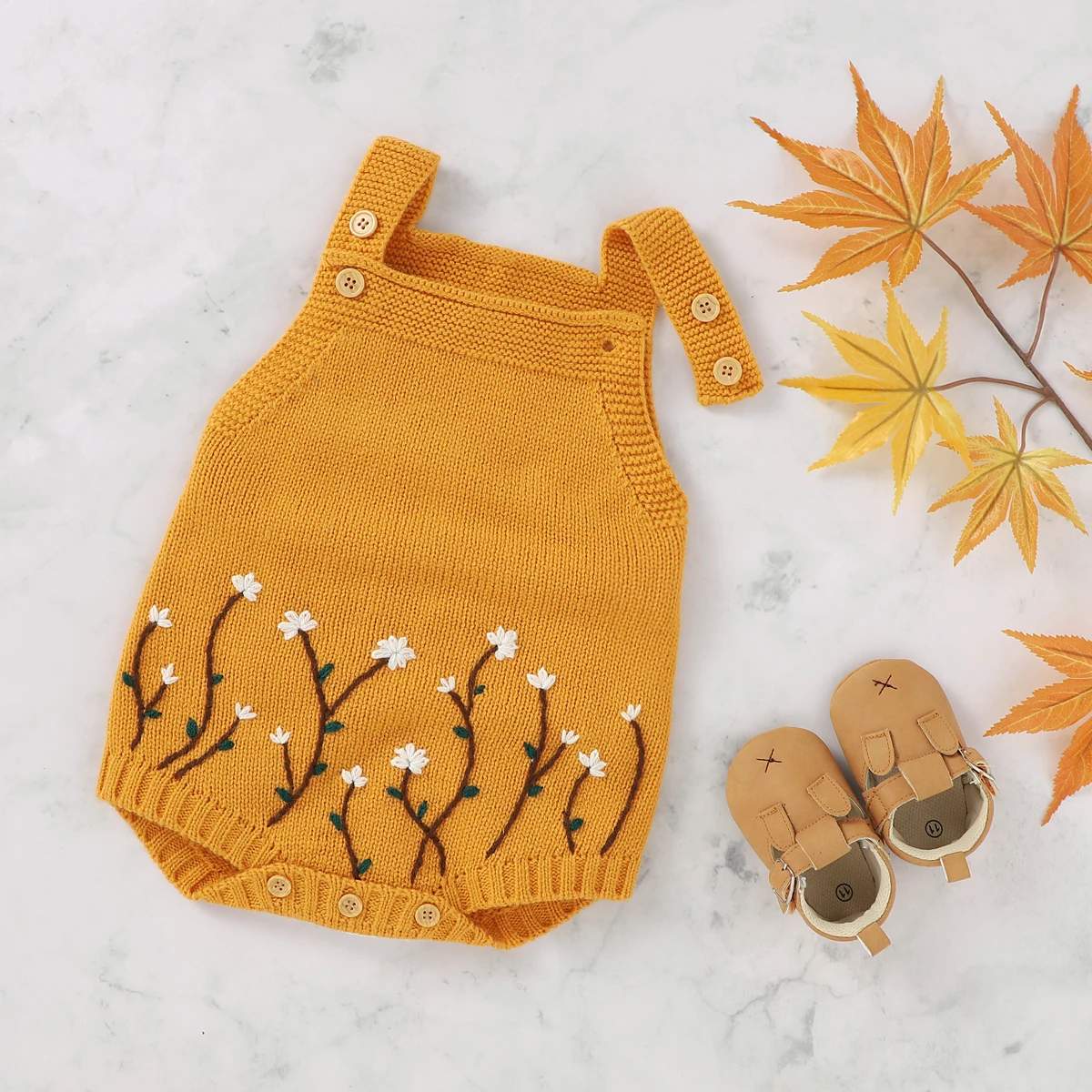 

Newborn Baby Bodysuits Fashion Floral Embroidery Infant Kids Girls Sleeveless Jumpsuits Outfits Autumn Winter Children Costumes