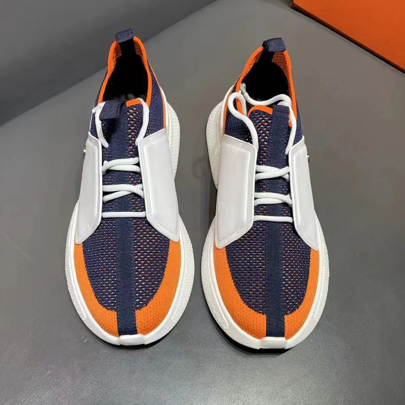 

Top Quality Knitted Calfskin Men's Sneakers With Rubber Outsole Lightsome Sole Reveals Fashionable Sport Wind Model