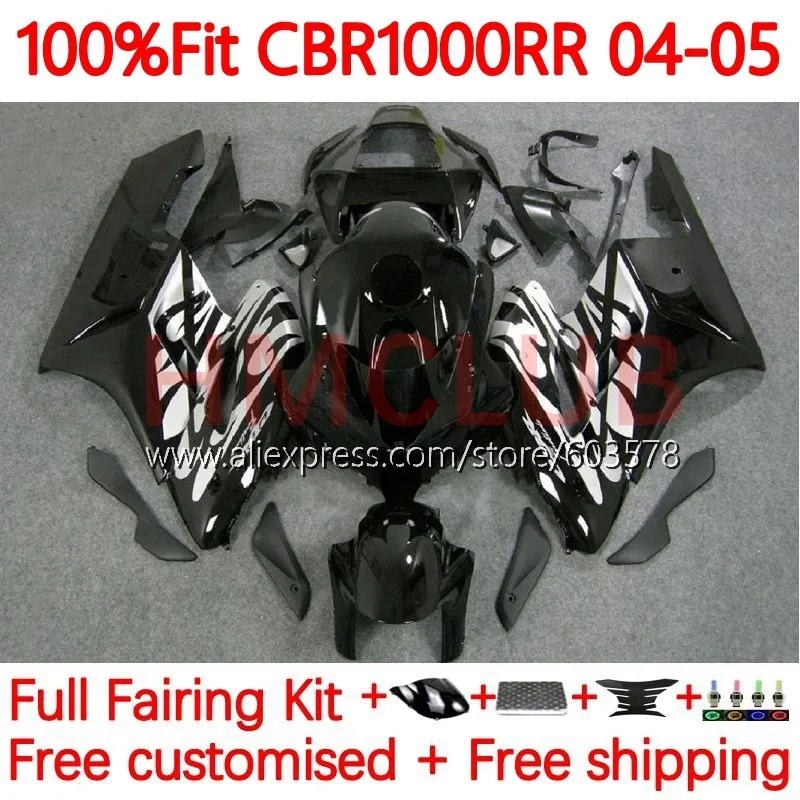 

OEM Body For HONDA CBR1000 CBR 1000 RR CC 1000CC CBR1000RR 2004 2005 CBR 1000RR 04 05 Injection black silver Fairings 115No.21