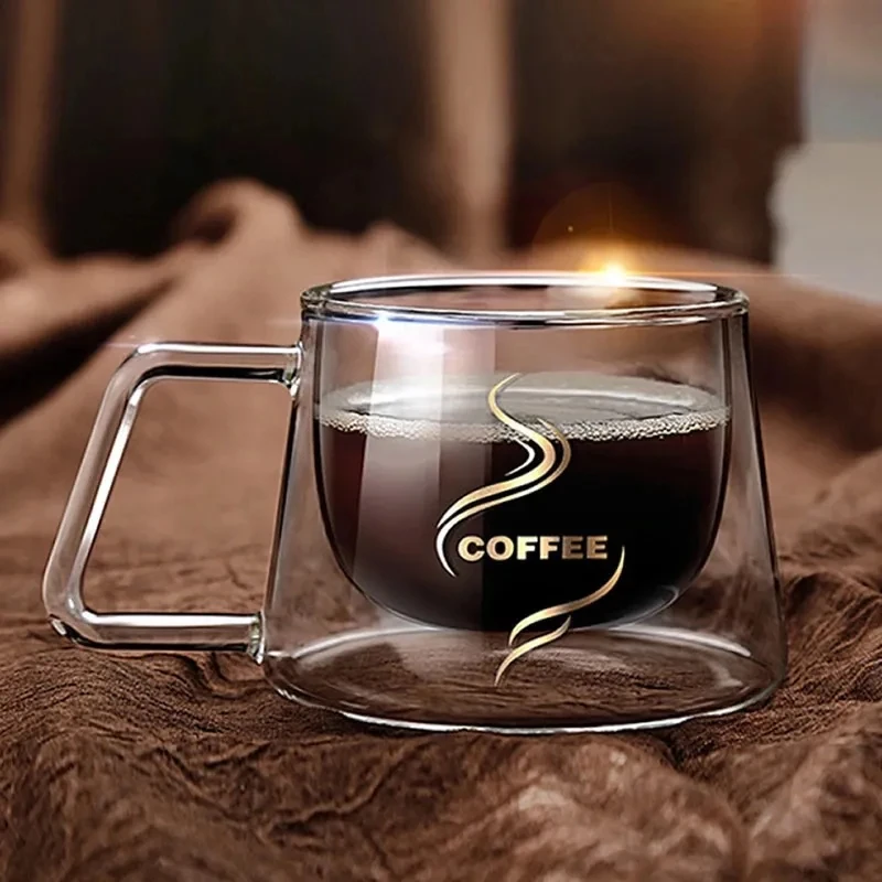 

New 200mL Double Wall Mug Office Mugs Heat Insulation Double Coffee Mug Milk Coffee Glass Cup Drinkware Creative Gifts hot