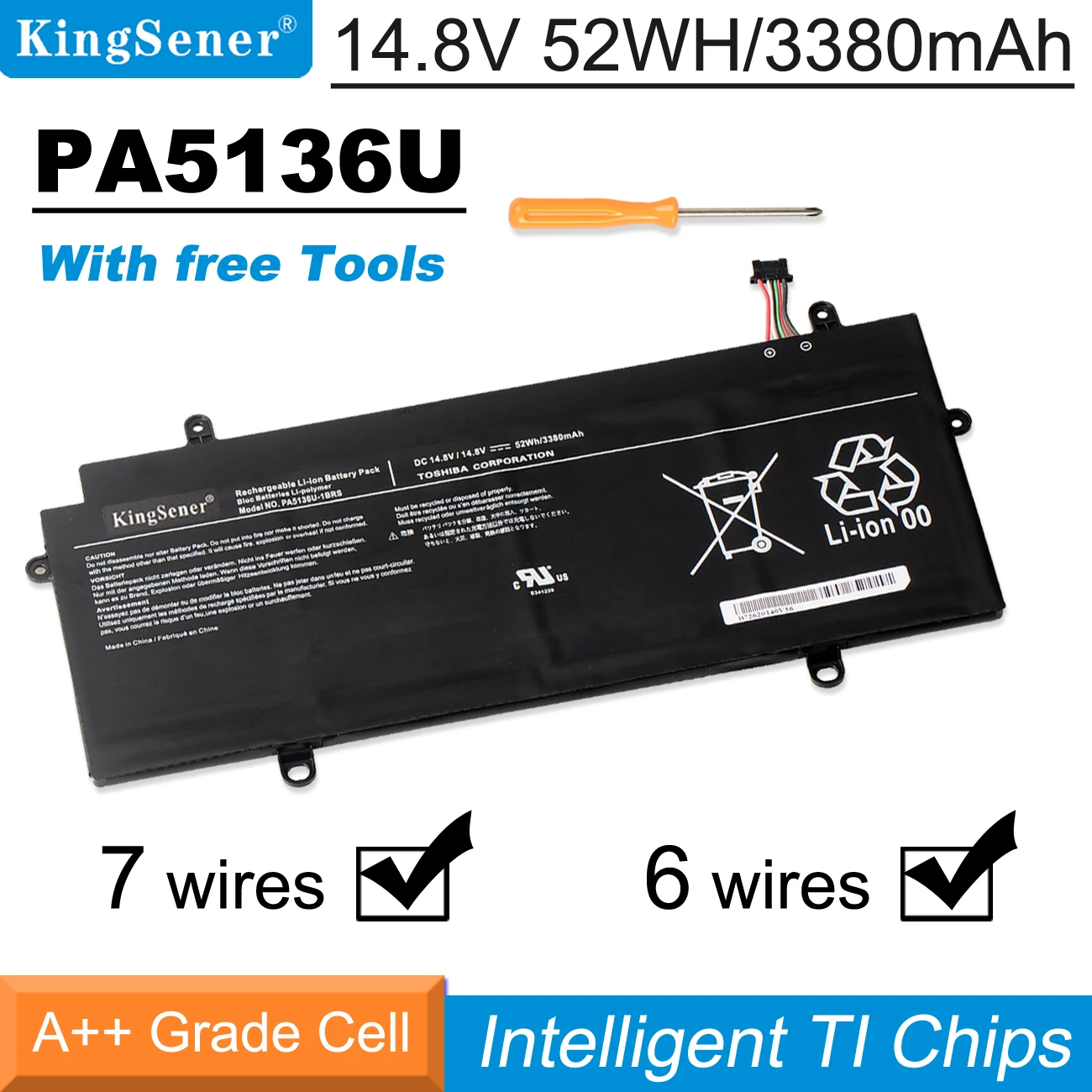 Bateria Portátil para Toshiba Portege Z30 Z30-a Z30-ak04s Z30-a1301 Z30-b K10m Z30-c 14.8v 52wh Kingsener-pa5136u Pa5136u1brs