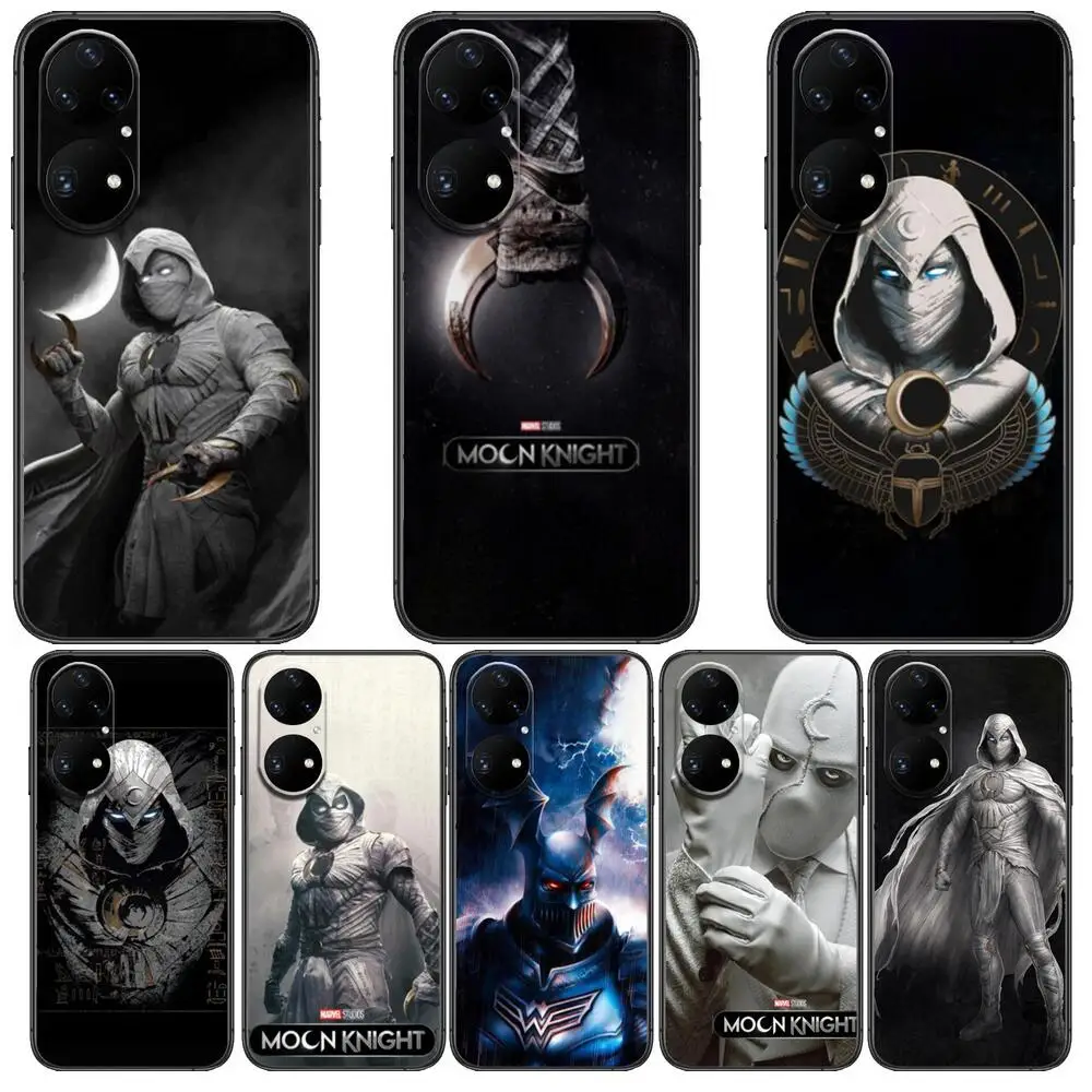 

Marvel Moon Knight Superhero Phone Case For Huawei p50 P40 p30 P20 10 9 8 Lite E Pro Plus Black Etui Coque Painting Hoesjes comi