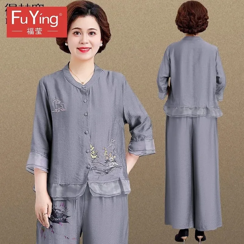 Новинка лета 2024 женская одежда из хлопка и конопли в стиле ретро комплект двух