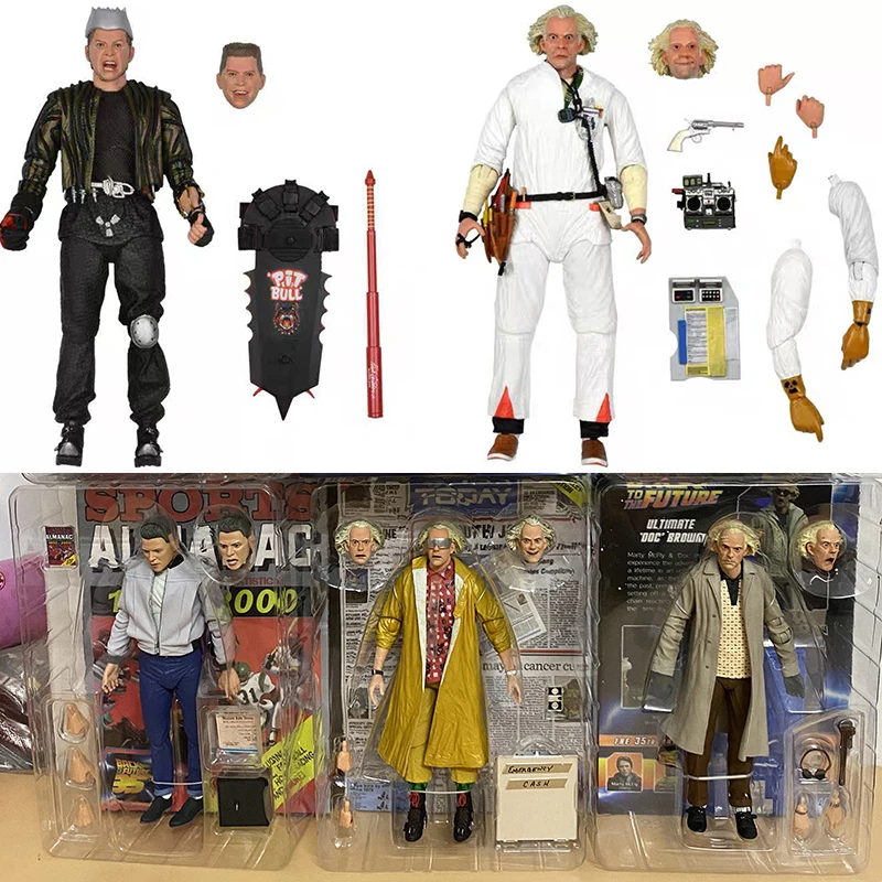 

NECA Back To The Future Doc Brown Marty McFly Ⅱ Sports Almanac Martin Biff Griff Tannen Doc Brown Hazmat Suit Model Toy Doll
