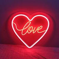 wholesale led redpink love heart neon lamp fairy christmas lights indoor for bedroom wall festoon wedding decoration