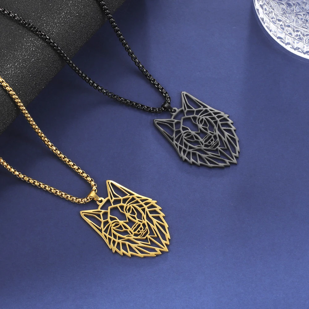 Teamer Ожерелья из нержавеющей стали подвески в стиле хип-хоп с головой волка