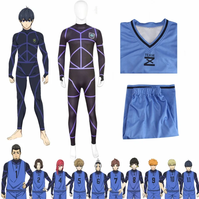 

Anime Blue Lock Costume Costume Jersey Football Club Sportswear Jumpsuits Isagi Yoichi Hyoma Chigiri Meguru Bachira Maillot Foot