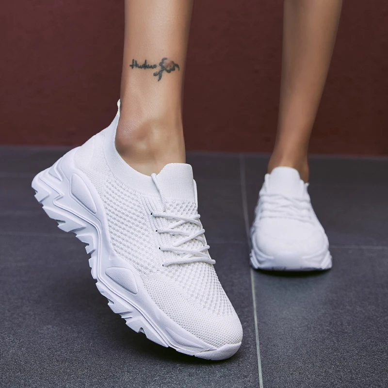 

Women Vulcanized Shoes Women Casual Shoes Fashion Breathable Sneaker Walking Mesh Platform Shoe Female White Tennis Sneakers New