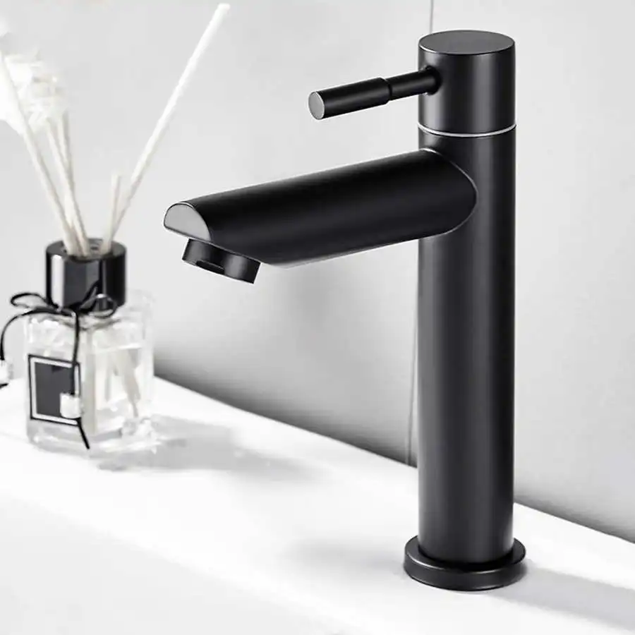 

Black Steel Basin Bathroom Stainless for Water Tap Cold Water washbasin Toilet Faucet faucet Home Faucets Accessories Single
