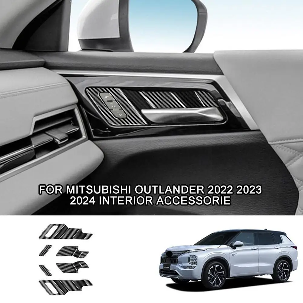 

Для Outlander 2022 2023, карбоновая черная Автомобильная Внутренняя крышка, наклейки, автомобильная дверная рама, внутренняя отделка, отделка, чаша ...