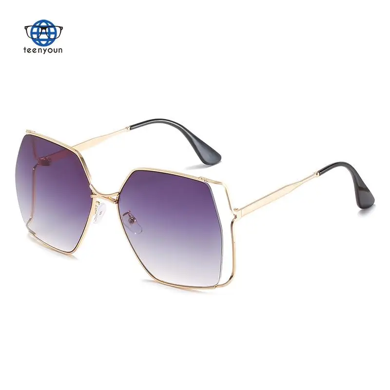 

Teenyoun Fashion UV400 Same Metal Retro Square Sunglasses Little Red Book Half Frame Sun Glasses Women's Uv Protection