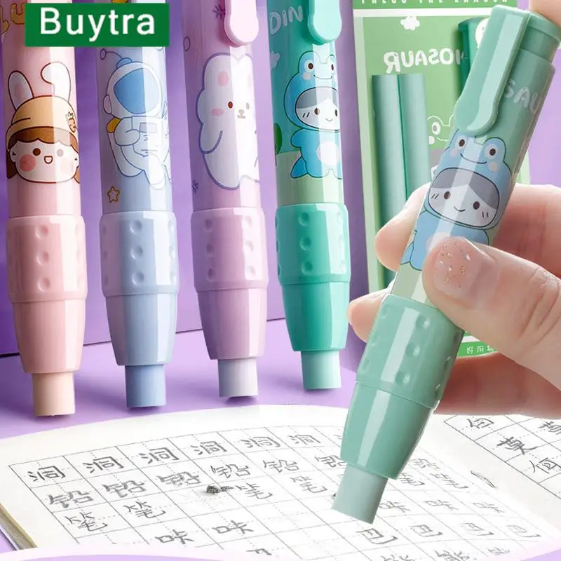 

Retractable Press Pencil Rubber Correction Supplies School Stationery Erasers for Kids Soft Art Eraser Pen cute Erasers Pen
