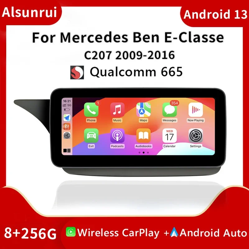 Qualcomm Snapdragon 665 Android 13 Carplay dla MERCEDES BENZ E-Class C207 W207 A207 2009-2012 ekran AutoRadio multimedialne stereo