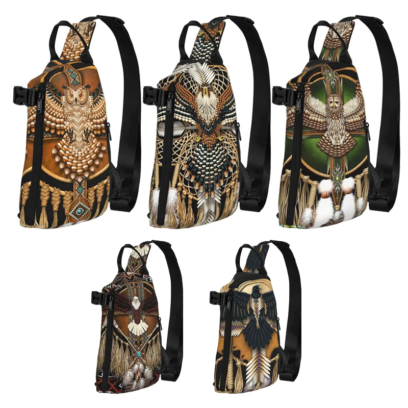 Native American Beadwork Owl Mandala Shoulder Bags Chest Cross Chest Bag Diagonally Casual Messenger Bag Travel Handbag