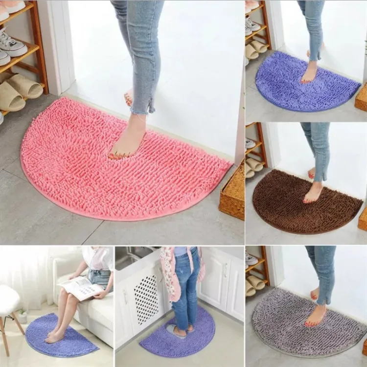 

Support Custom Soft Carpet Slip-resistant Bathing Room Rug Floor Door Mat Dirt Barrier Semi Circle Floor Cushion Door Mats