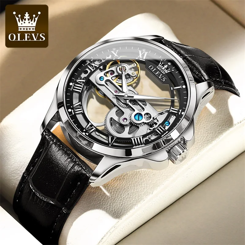 OLEVS Top Brand Men's Automatic Mechanical Watch Deep Waterproof Stainless Steel Strap Scratchproof Men Automatic Wristwatch