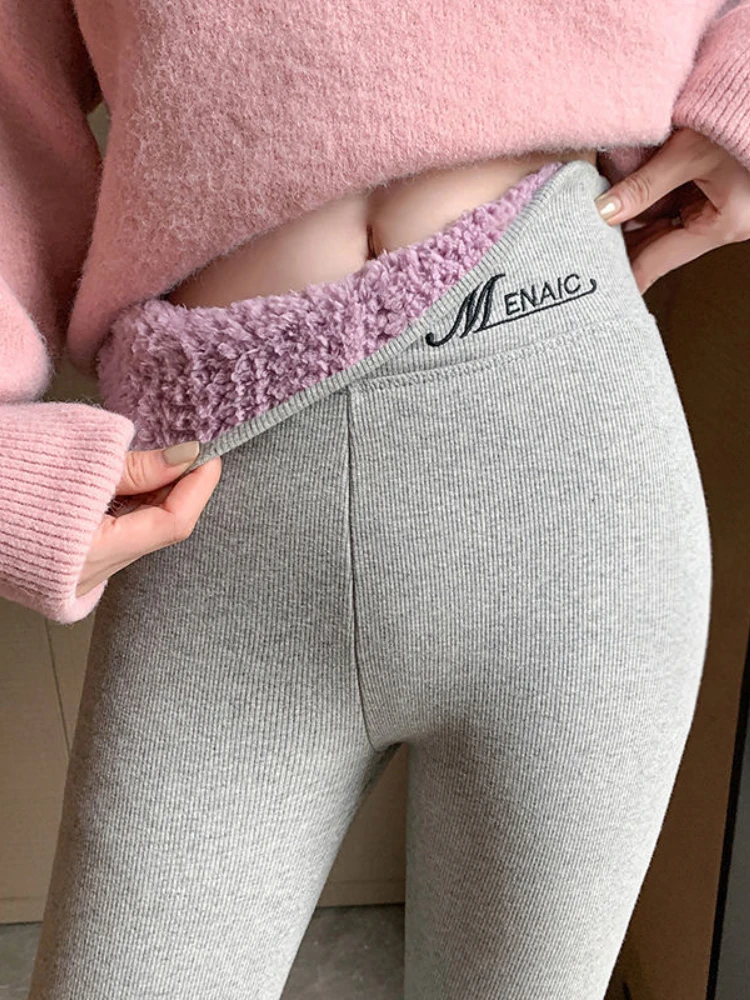 

Fashion High Waist Thick Warm Lamb Velvet Cotton Pants Velvet Leggings Women 2022 Winter Casual Super Thick Outer Wear Legging