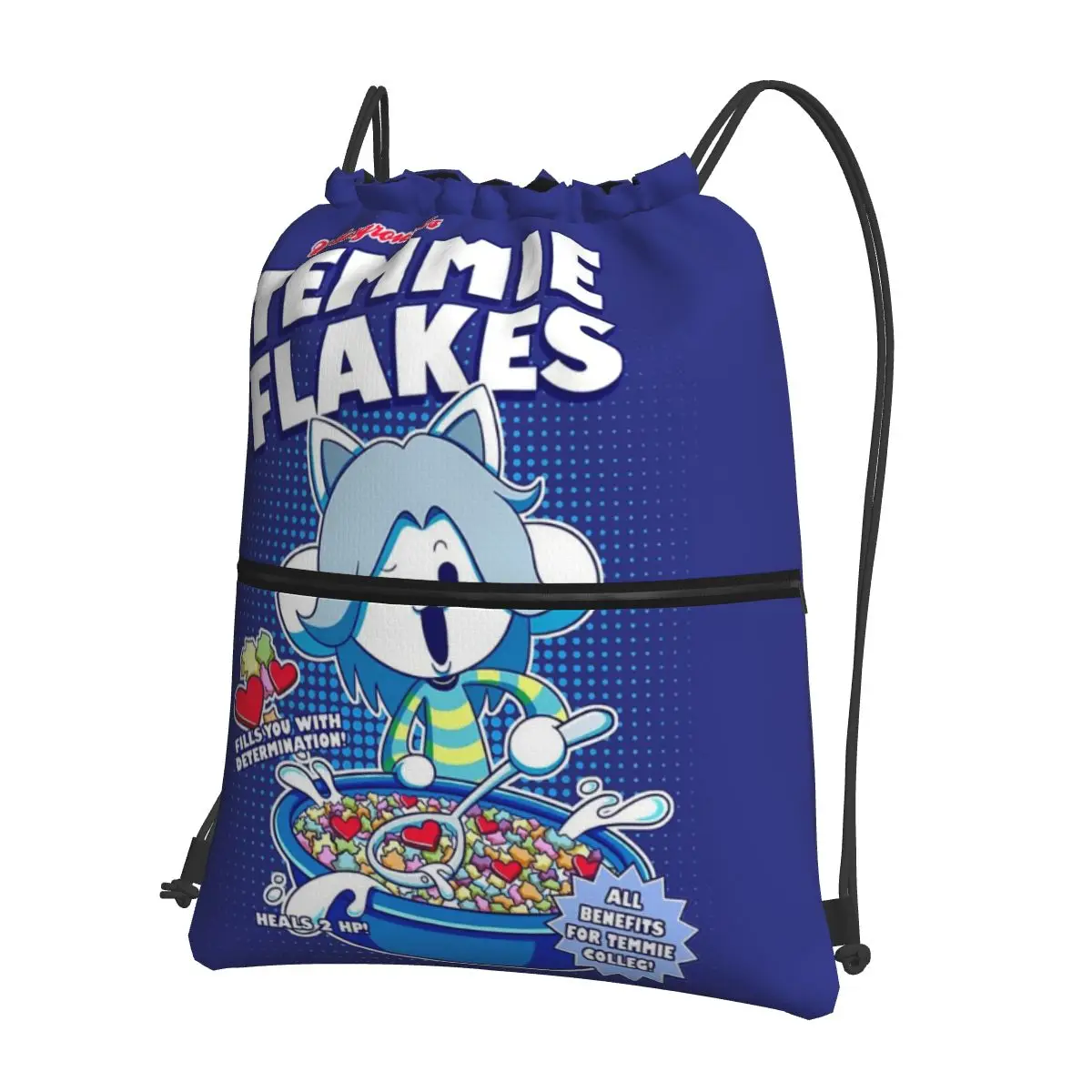 

Хлопья Temmie! Портативные рюкзаки, сумка на шнурке, многофункциональные сумки на шнурке с карманами для обуви для школьников