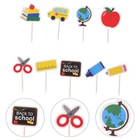 school toppers cupcake cake topper teacher party picks decorations welcome toothpicks first dessert day themed bus decor favors