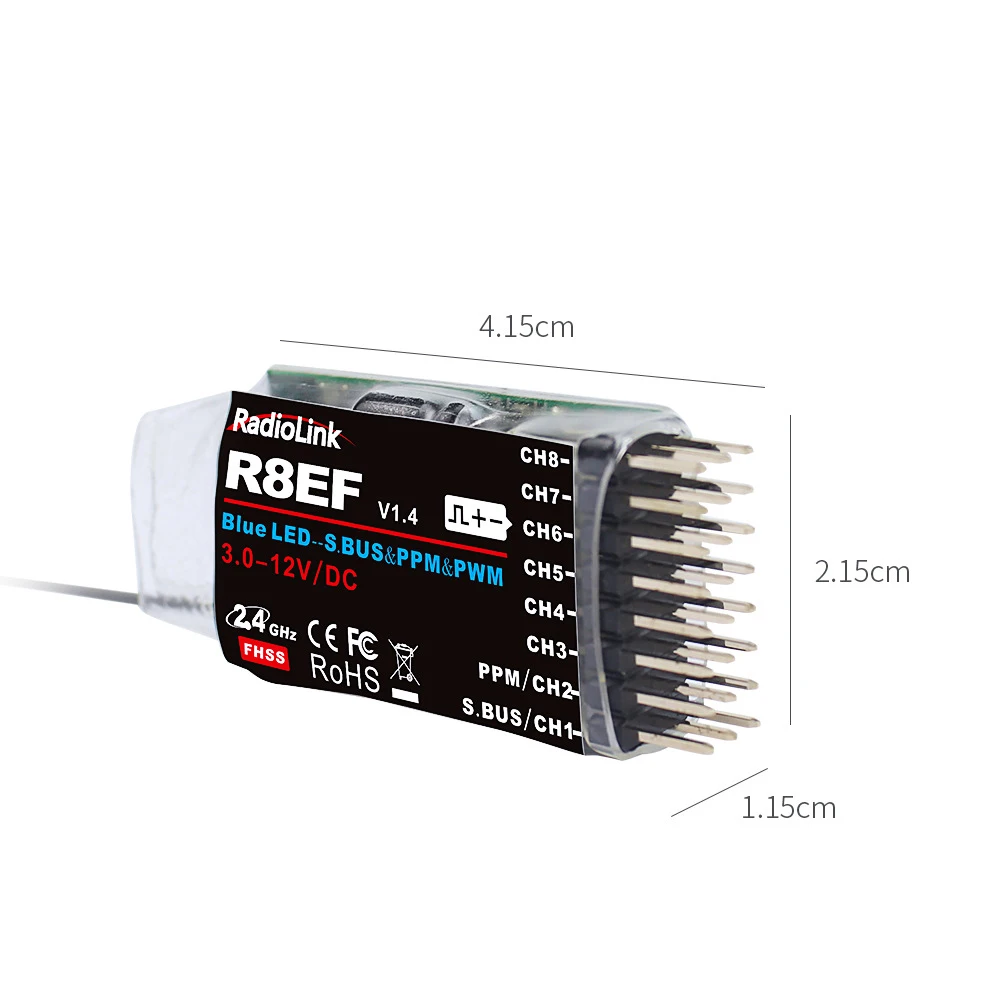 RadioLink R8EF 2 4 ГГц 8-канальный дистанционный PWM PPM SBUS RC-приемник для T8FB T8S RC-передатчик RC