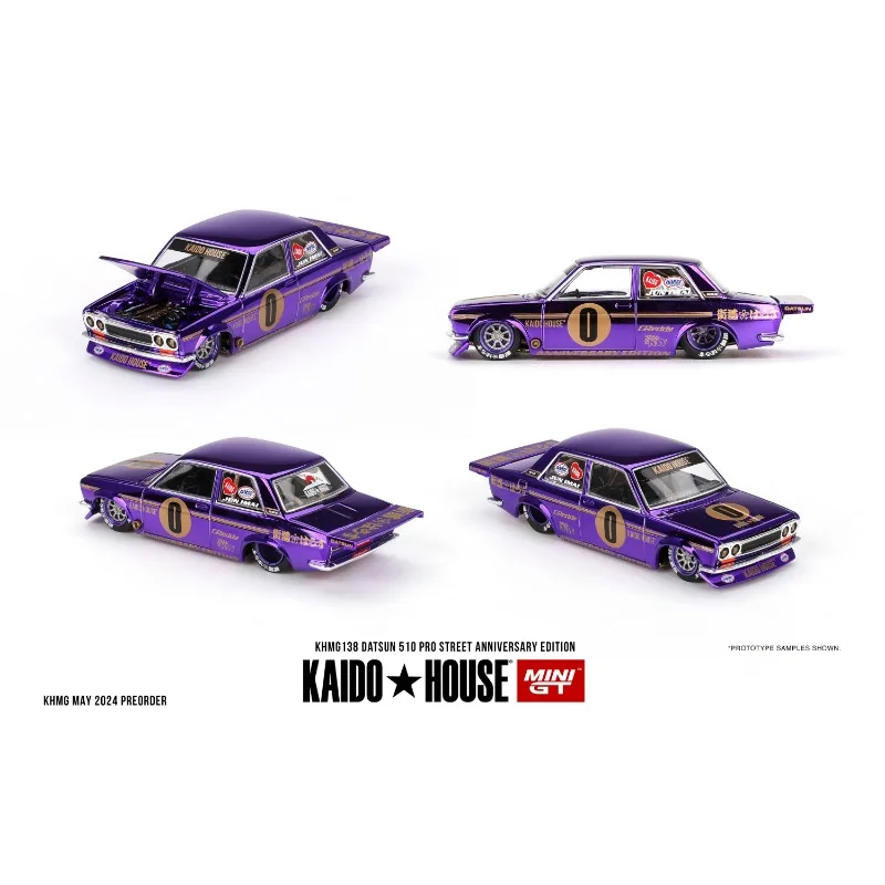 Фото Модель автомобиля Kaido MINIGT 1:64 Volkswagen T1 GReddy Pickup V1 Bread Bus с открывающимся капотом, литая под давлением, имитационная статическая модель, подарок на праздник №2