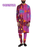 orientar mens top pants 2 pieces outfit set african clothes bazin riche african clothing for men long shirt with trouser wyn1534