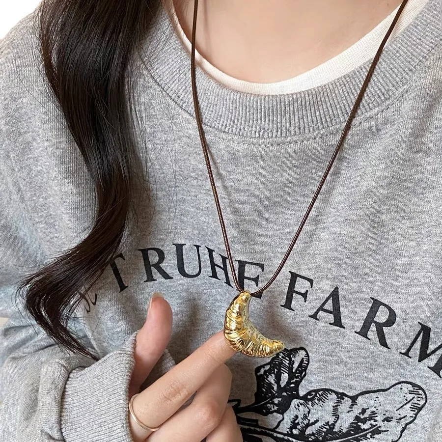 Летнее корейское уникальное колье-колье с круассаном для женщин и девочек милые