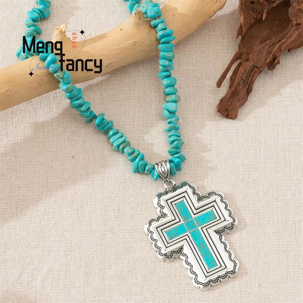 Лидер продаж винтажная цепочка из мятого камня в богемном стиле натурального