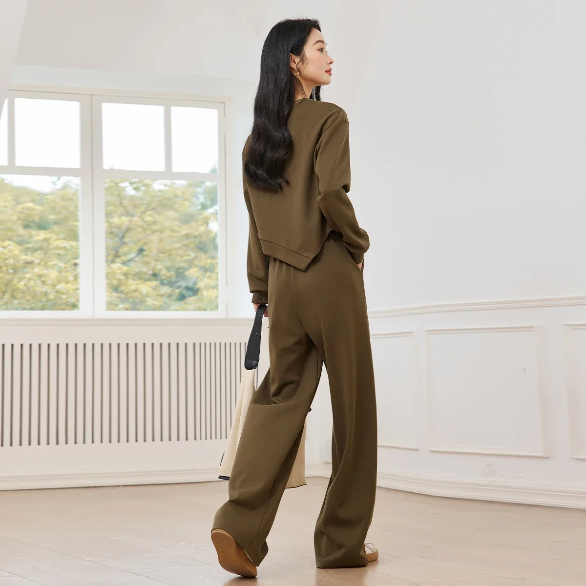 Костюм VIMLY Женский Повседневный Модный свитшот с асимметричным вырезом на