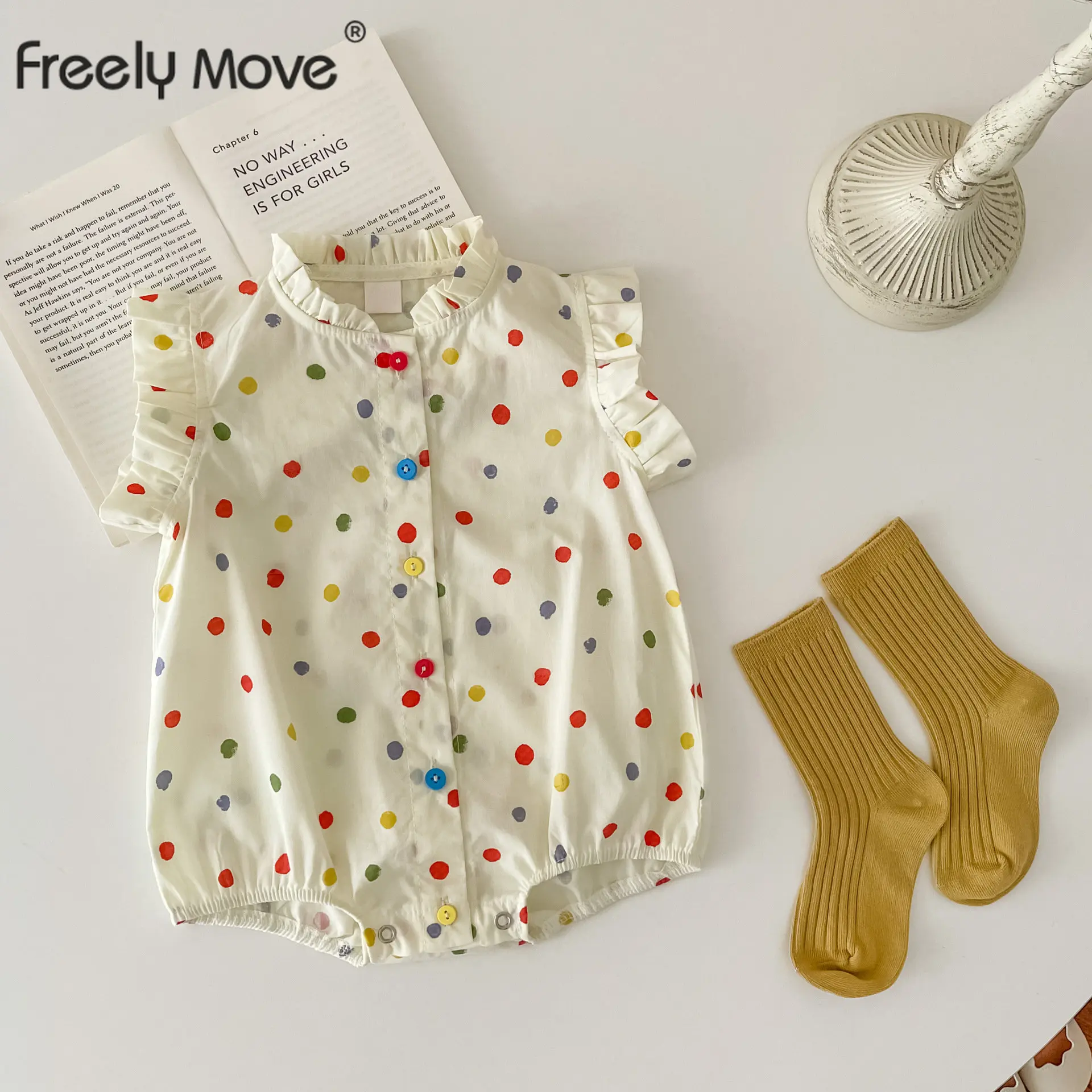 

2023 Baby Rompers Infantil Jumpsuit Sleeveless Dot Girls Clothes Summer High Quality Newborn Baby Clothing Costume