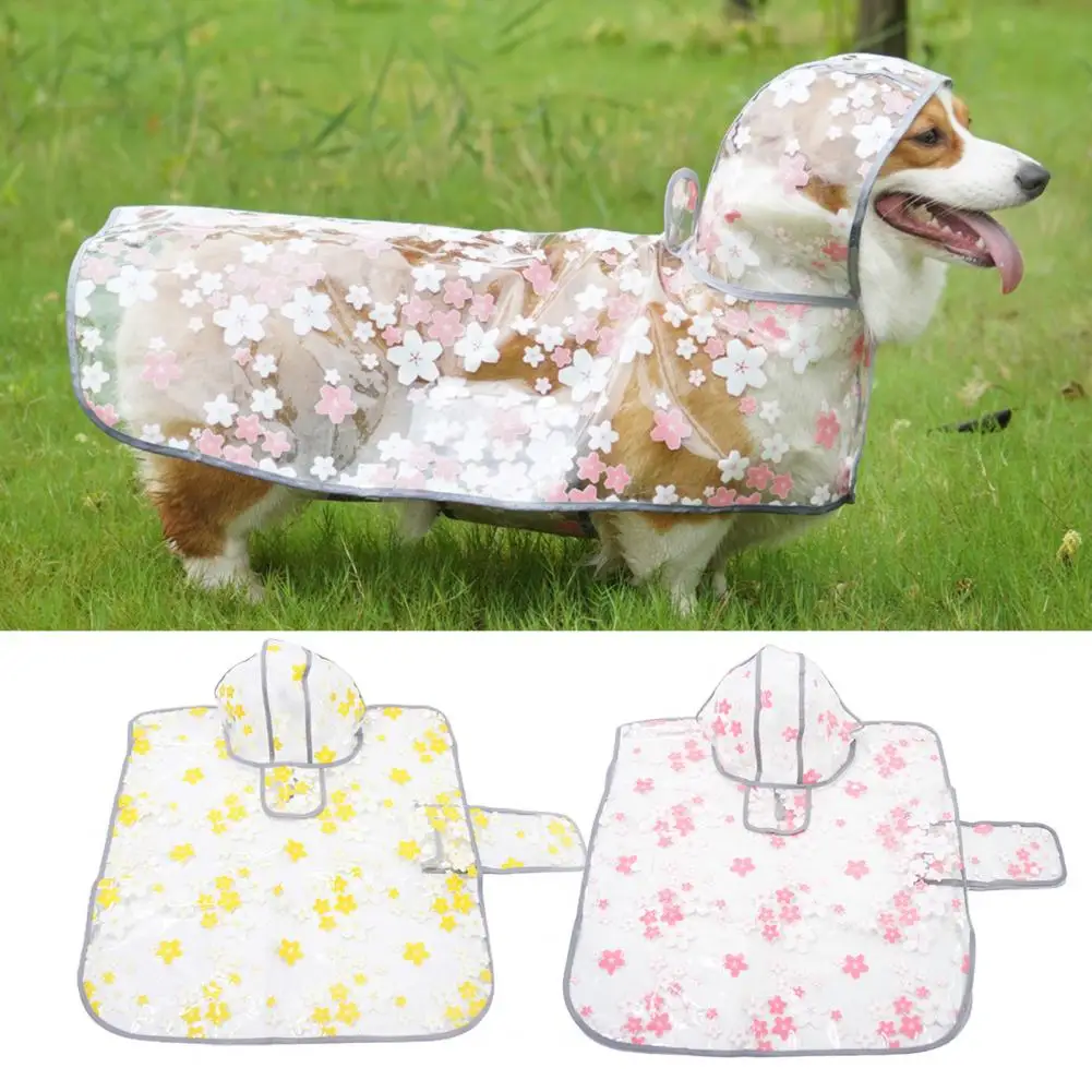 

Innovative Pet Cape TPU Wear-resistant Detailed Flower Pattern Transparent Dog Raincoat Dog Rain Jacket Rainy Days Tool