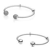 Authentic 925 Sterling Silver Moments Open Pave Caps With Crystal Bracelet Bangle Fit Bead Charm Diy Fashion Jewelry