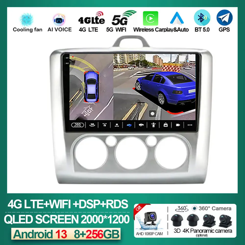 

Автомобильный радиоприемник Android 13 для Ford Focus 2 3 Mk2 Mk3 2004 2005 - 2011 мультимедийный плеер с навигацией GPS 2Din Carplay стерео без DVD