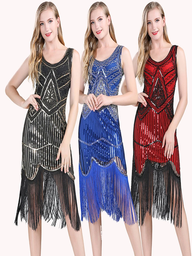 

Винтажное облегающее платье с блестками, женское модное длинное вечернее платье без рукавов с V-образным вырезом и кисточками, женское сексуальное черное вечернее платье с открытой спиной