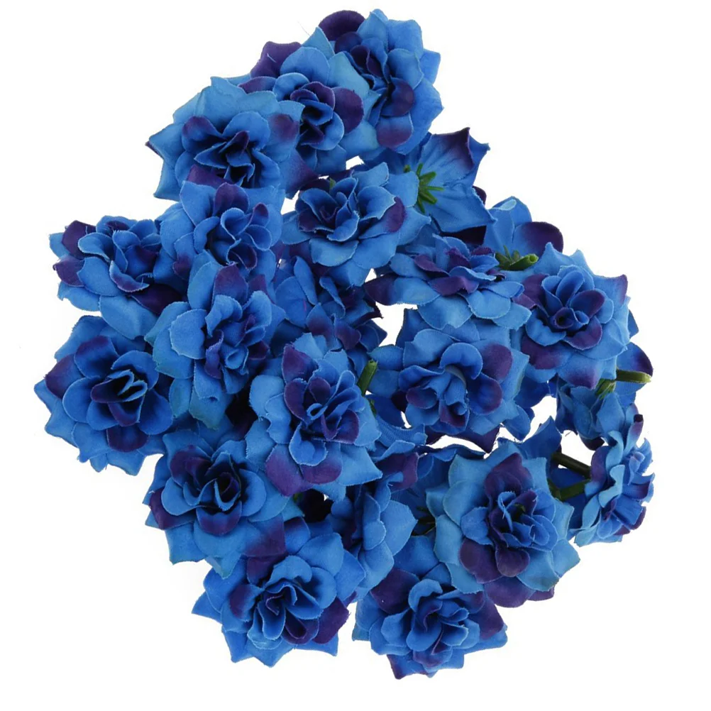 

Artificial Flowers Flower Heads Rosehead Roses Silk Crafts Fake Decor Bulk Decoration Faux Green Stemless Blue Wedding