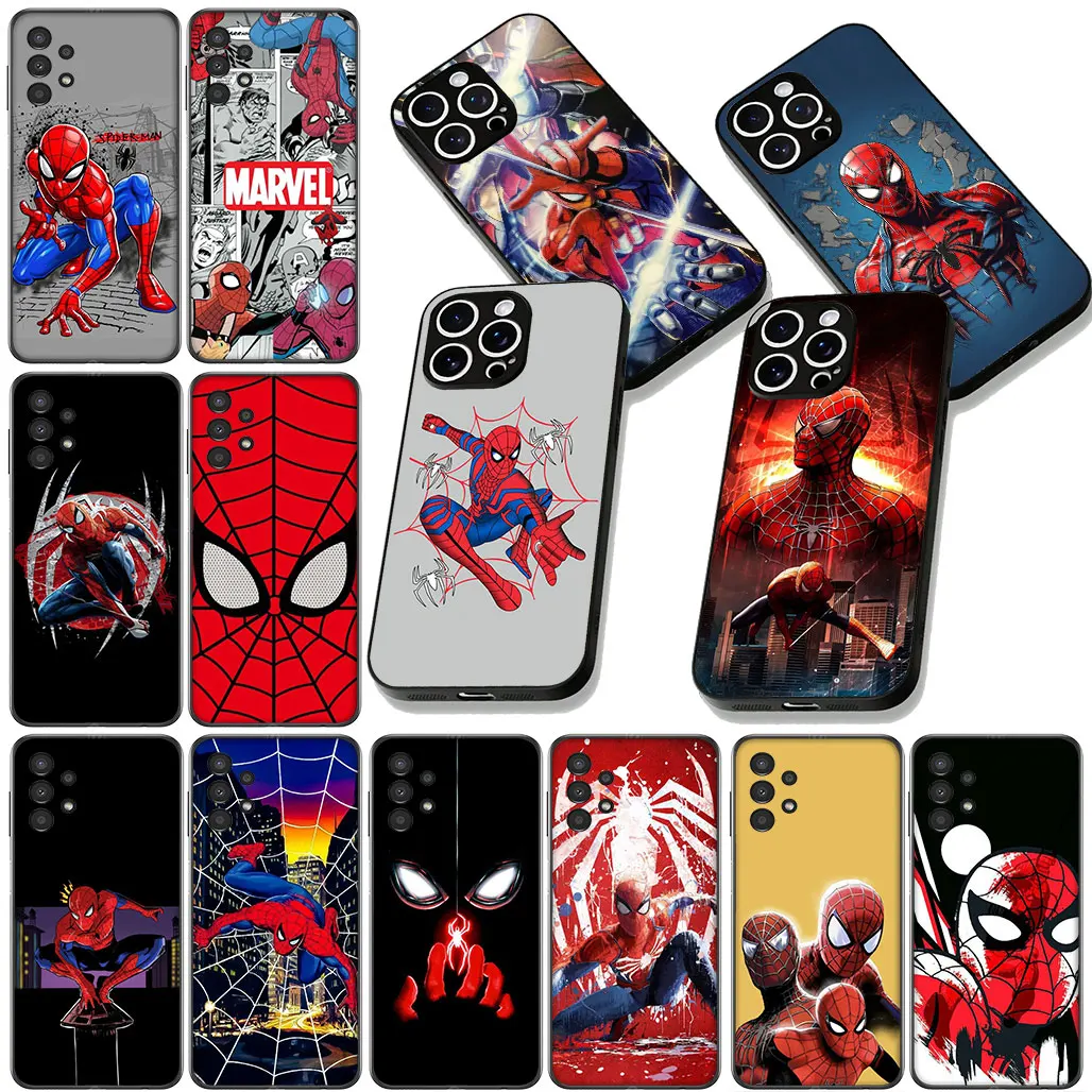 Фото Для Samsung Galaxy S22 S21 S20 FE Ultra Plus A35 A36 A55 A26 A33 A34 A56 Чехол для телефона Spider Marvel Man SpiderMan Защитный чехол №5